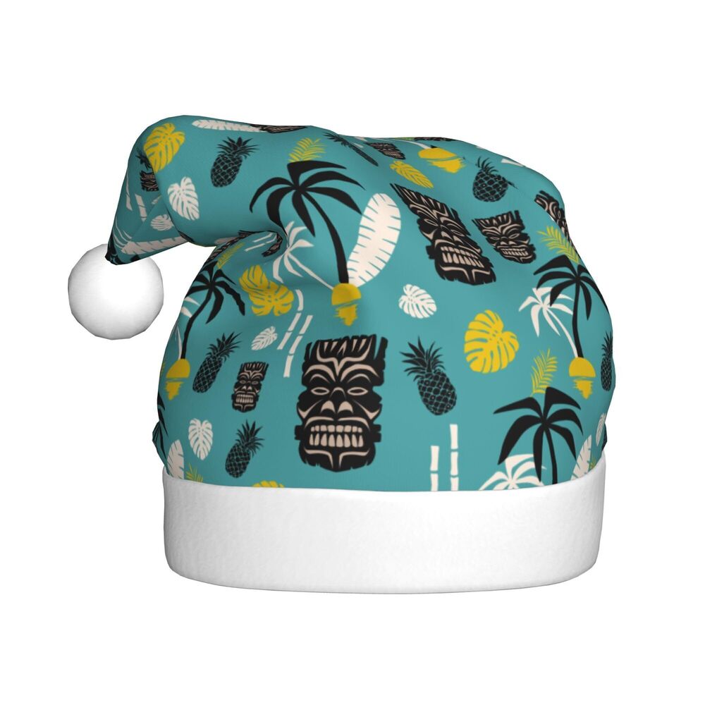 2358 Hawaiian Ghost Face Mask Plush Christmas Hats Unisex Classic Santa Hat